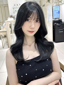 フォルテ 榛原パームス店 前髪カタログアンブレラカラーこなれミディーウェーブパーマ