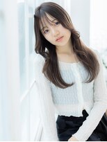 アイユー(ii+U) レイヤーロング　ベージュピンク　ぱっつん前髪