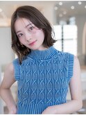 レイヤーボブくびれボブ韓国ヘア透明感カラー艶髪顔周りレイヤー