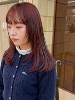 パークレーン アイス イヴェン(park lane ICI yeven)&nbsp;ブリーチなしダブルカラー赤髪ボルドー秋カラーハッシュカット