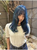 【シアンブルー×ロング】#ダブルカラー#ケアブリーチ
