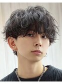 ビジネスショートメンズマッシュツイストパーマツーブロック