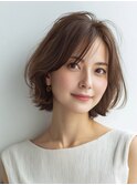 白髪ぼかし脱白髪染め似合わせショートボブ40代50代60代