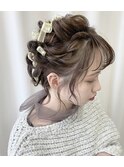 リボン編み込みアレンジ♪パーティ二次会　お呼ばれヘアセット