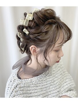 アグランテトラ 野田阪神店(a Gland tetra) リボン編み込みアレンジ♪パーティ二次会　お呼ばれヘアセット