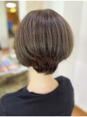 大人可愛い★小顔ボブ丸みショートブラウンベージュ