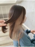 ◎ブリーチ1回インナーカラーイヤリングカラーホワイトベージュ