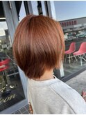 くびれショートボブ艶髪カラー!イヤリングカラーオレンジカラー