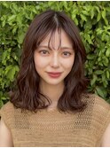 ＋ウェーブミディアム似合わせカットミディアムパーマボブパーマ