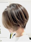 大人ショート×バレイヤージュ×白髪ぼかし