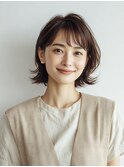 大人女性/ヘアセット/ボブルフ/ネビージュ/小顔/40代/50代/