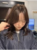 顔まわりカットブリーチなしマロンベージュダブルカラーレイヤー
