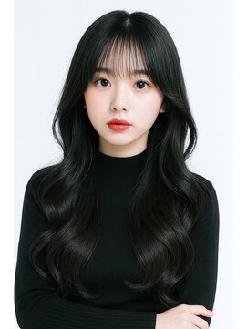 透明感ブラック×小顔レイヤーロング