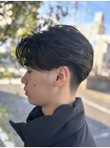 大分曲がる縮毛矯正メンズカットセンターパートニュアンスパーマ