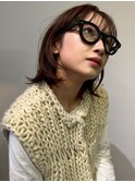 ショートボブ 薄め前髪 顔周りレイヤー　ブリーチなしカラー