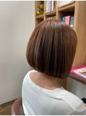 切りっぱなし前下がりボブ/マロンブラウン/透明感