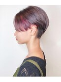 【morio原宿】秋ヘアスタイル　刈り上げショート ピンク系カラー