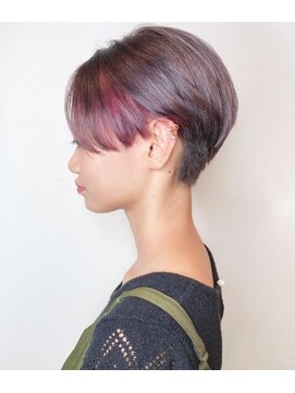 モリオフロムロンドン 原宿本店(morio from London) 【morio原宿】秋ヘアスタイル　刈り上げショート ピンク系カラー