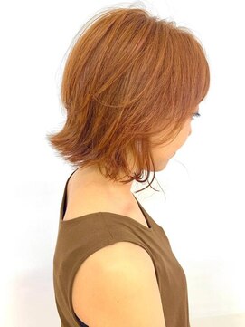 クオリス 上福岡店(QUALIS) 外ハネ/くびれ/小顔/レイヤーカット/ボブ/オレンジ/ブリーチ