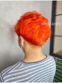 オレンジ ネオンカラー ハイトーンカラー 韓国ヘアー 派手髪