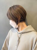 脱白毛染めハイライト 30代40代50代 小顔ショートヘア