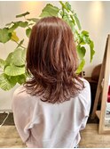 カフェオレカラーの艶ミディー♪