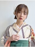 卒業式ヘアセットヘアアレンジボブアレンジ袴アレンジK0805