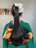 ガーデンヨコハマ(GARDEN YOKOHAMA) 成人式振袖ヘアセットポニー着物金箔付け毛黒髪アレンジロング