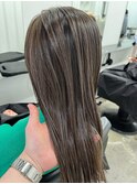 ★デザインカラー/レイヤーカット/ウェットヘアオリーブベージュ