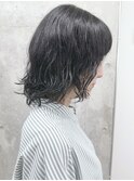 <くせ毛風ボブくせ毛カット切りっぱなしボブ耳かけボブ30代40代3