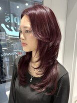 プリアバイポプルス 渋谷(pria by popls)&nbsp;ロングレイヤーハッシュカット顔周りレイヤーカット韓国ヘア