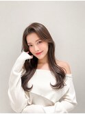 艶感ブラウンのくびれミックス巻きロング
