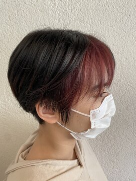 ヘアーウィーヴ 佐倉店(hair Weve) 刈り上げショート×ジューシーローズ×前髪インナー