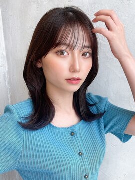 アフロート ルヴア(AFLOAT RUVUA) るなstyle 鎖骨下くびれヘア 20代30代40代 シースルー前髪