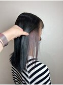 切りっぱなしロブ×イヤリングカラー【インナーカラー】
