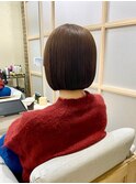丸みボブ/艶髪/髪質改善/マロンブラウン/酸性ストレート