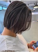 ボブに似合うほそい細かいハイライト_dark ash_