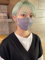 トレヘアー 京都 烏丸(tRe hair)&nbsp;マッシュショート　ペールグリーン