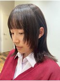 顔まわりレイヤー/ウルフミディアム/韓国風/レイヤーカット