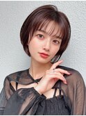韓国風レイヤー/外ハネくびれ/ミディアムレイヤー/ぱっつん前髪