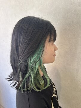 イリエヘア 川口(irier hair) インナーカラー☆グリーン