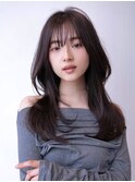 チョコグレージュ/20代30代大人かわいい/ミディアムレイヤー