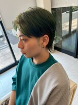 ヘアーアンドエステ ハラダ 滝ノ水店(Hair&Esthe Harada)&nbsp;メンズ/ブリーチカラー/イエローグリーン/センターパート