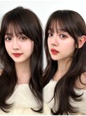 前髪顔まわり韓国ヘアレイヤーカットサイドバンク2wayバンク韓国