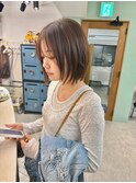 横浜ボブケアブリーチダブルカラータッセルボブレイヤーボブ