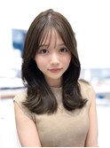 ひし形シルエットくびれヘア顔周りレイヤー韓国ヘア前髪カット