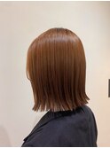 オレンジボブ/外ハネボブ/ブリーチ無しカラー