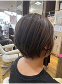 【根岸真奈美】白髪ぼかしハイライト/ベージュ/ショート