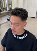 スパイキーショートスペインカールニュアンスパーマメンズ☆眉