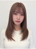 レイヤーカット/ブリーチなしダブルカラー/ラベンダーベージュ